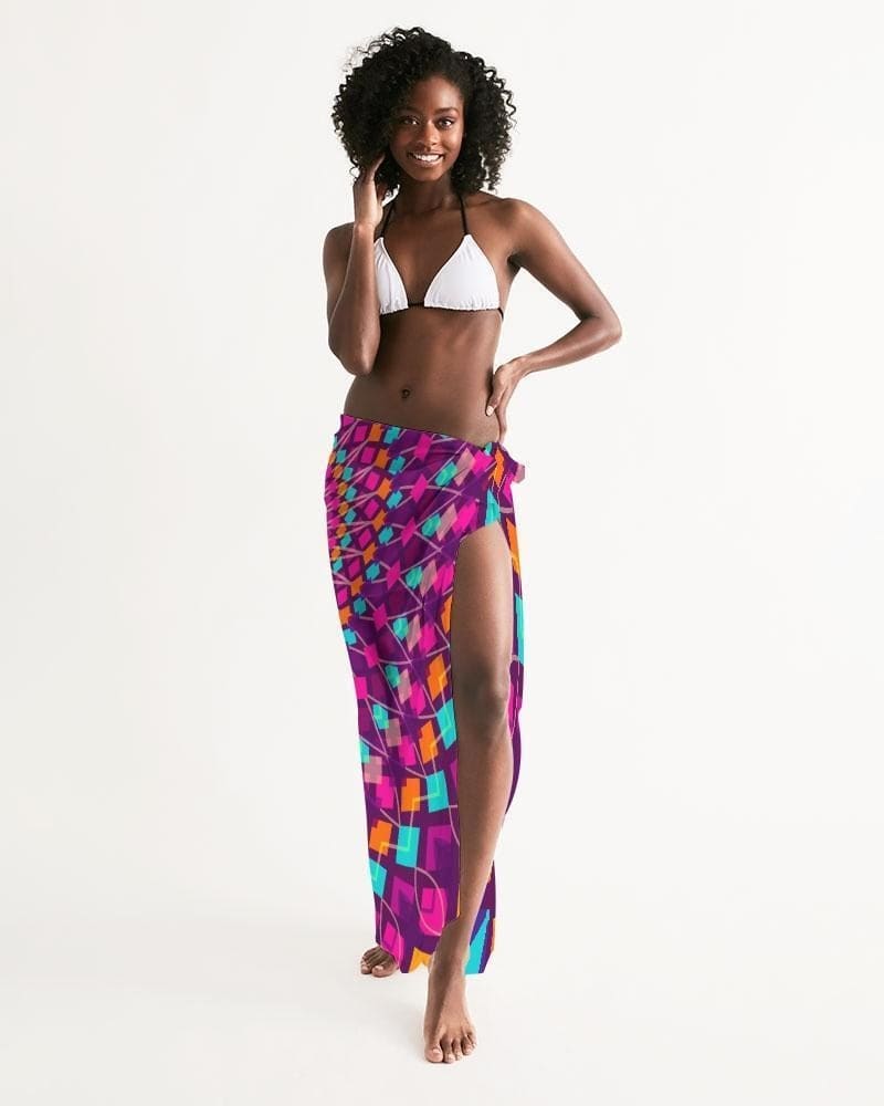 Buy Sheer Sarong Swimsuit Cover Up Wrap / Purple Kaleidoscope by inQue.Style