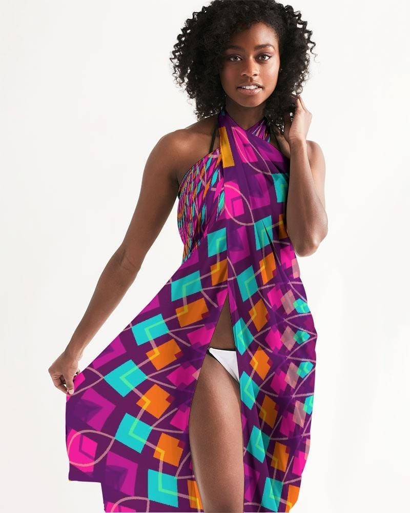 Buy Sheer Sarong Swimsuit Cover Up Wrap / Purple Kaleidoscope by inQue.Style