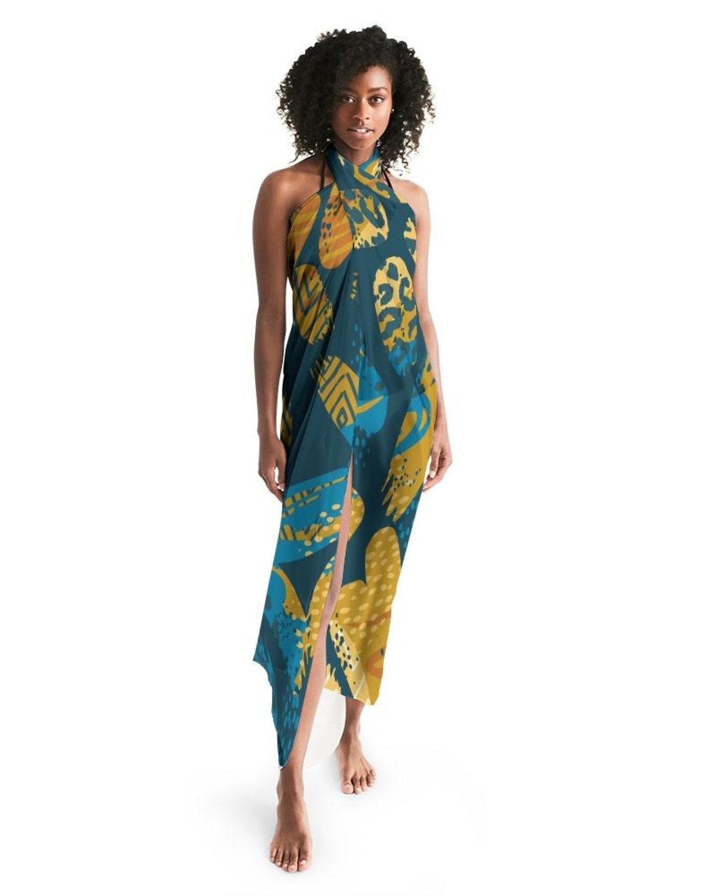 Buy Sheer Swimsuit Cover Up Abstract Print Blue by inQue.Style