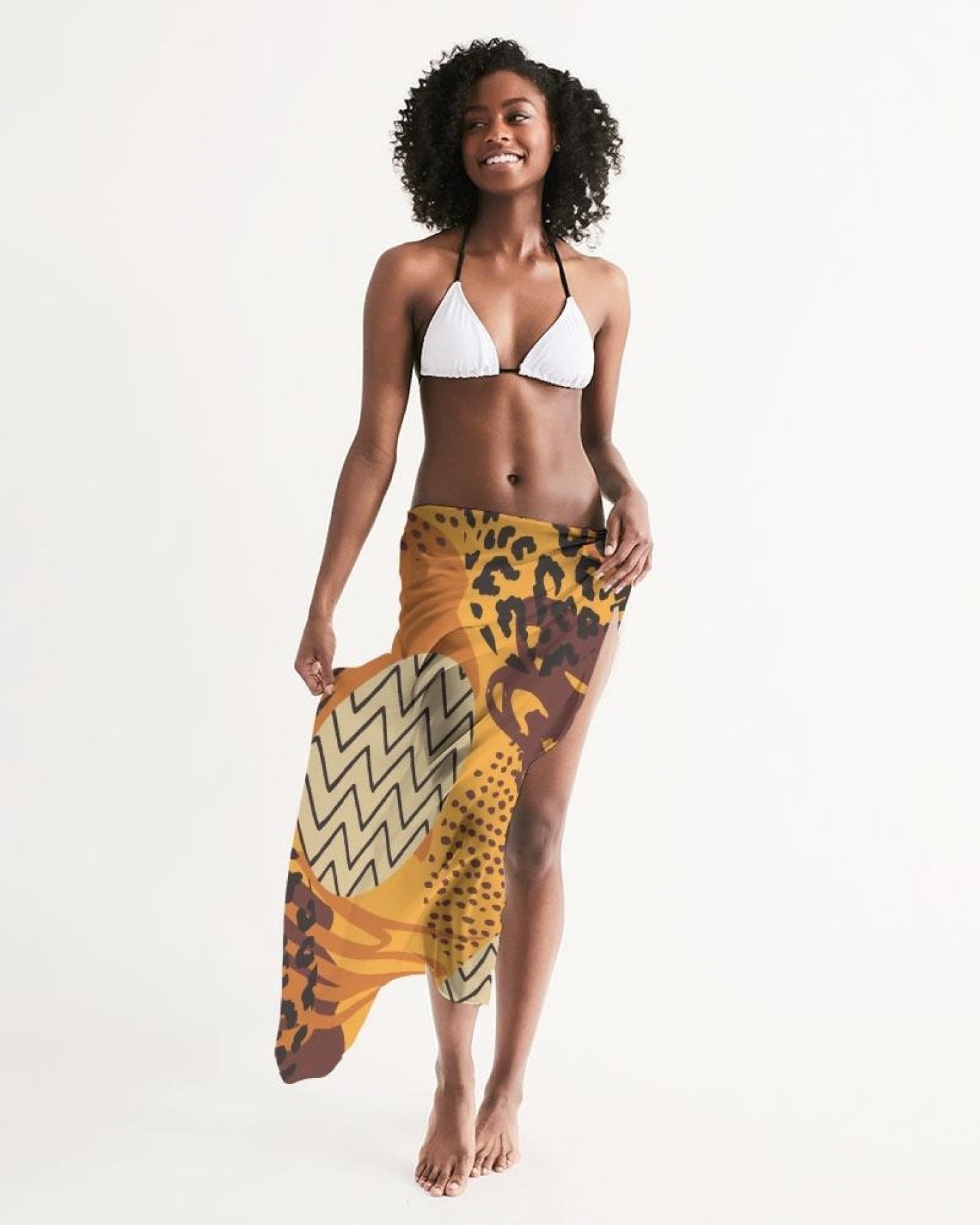 Buy Sheer Swimsuit Cover Up Abstract Print Orange by inQue.Style