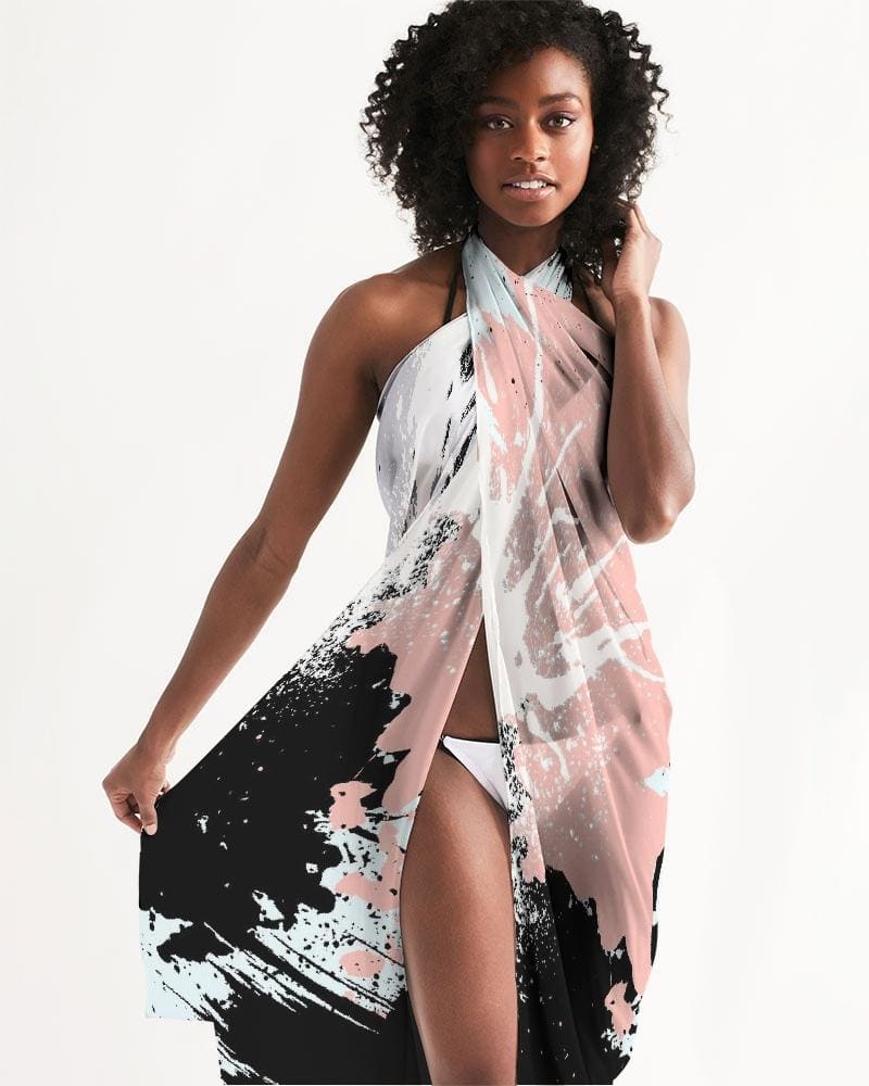 Buy Sheer Swimsuit Cover Up Abstract Print Pastels by inQue.Style