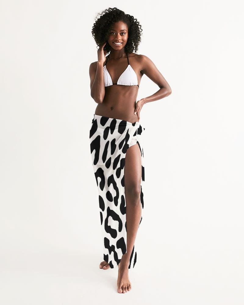 Buy Swim Cover Up Wrap - Black/White Leopard Print Swimwear by inQue.Style