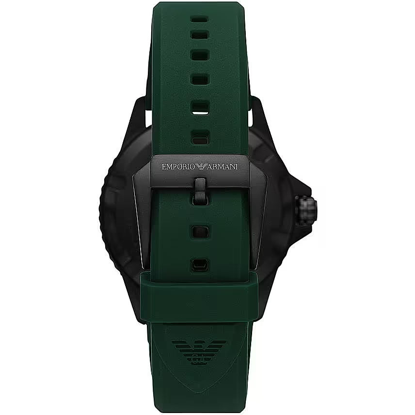Green Silicone and Steel Quartz Watch