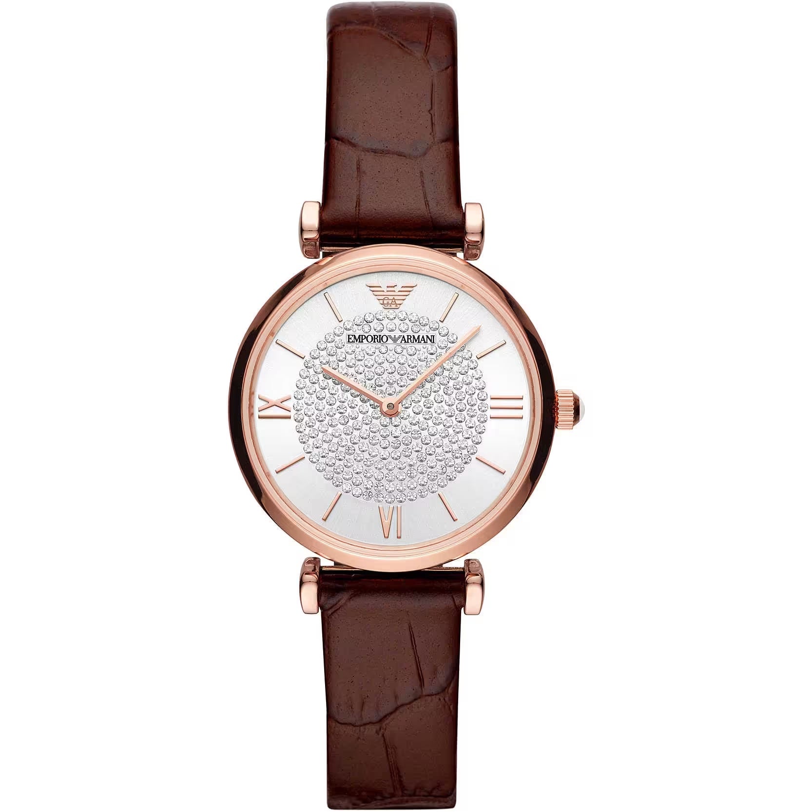 Brown Steel and Leather Quartz Watch