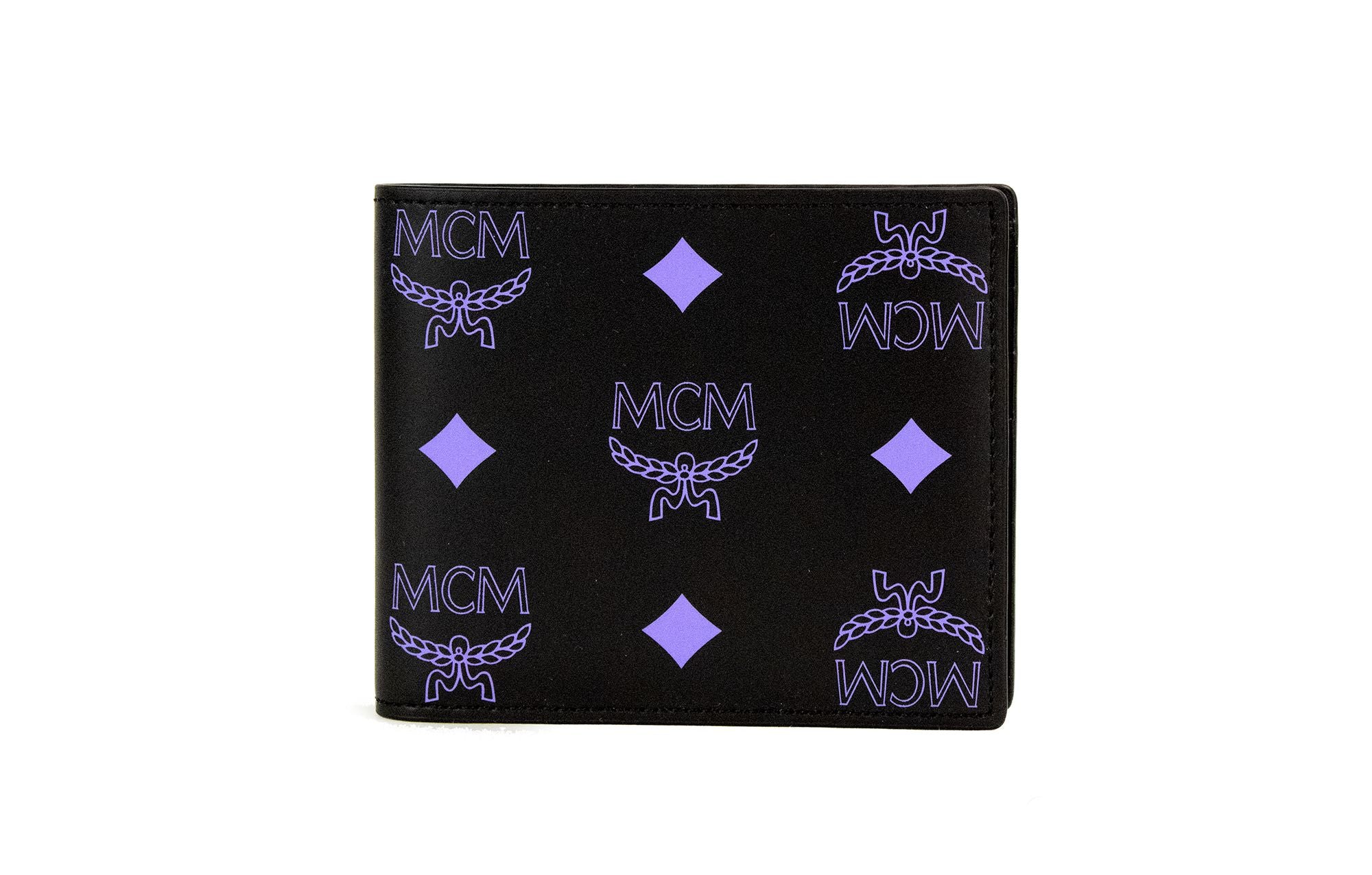 Small Black Dahlia Purple Smooth Visetos Monogram Logo Leather Bifold Wallet