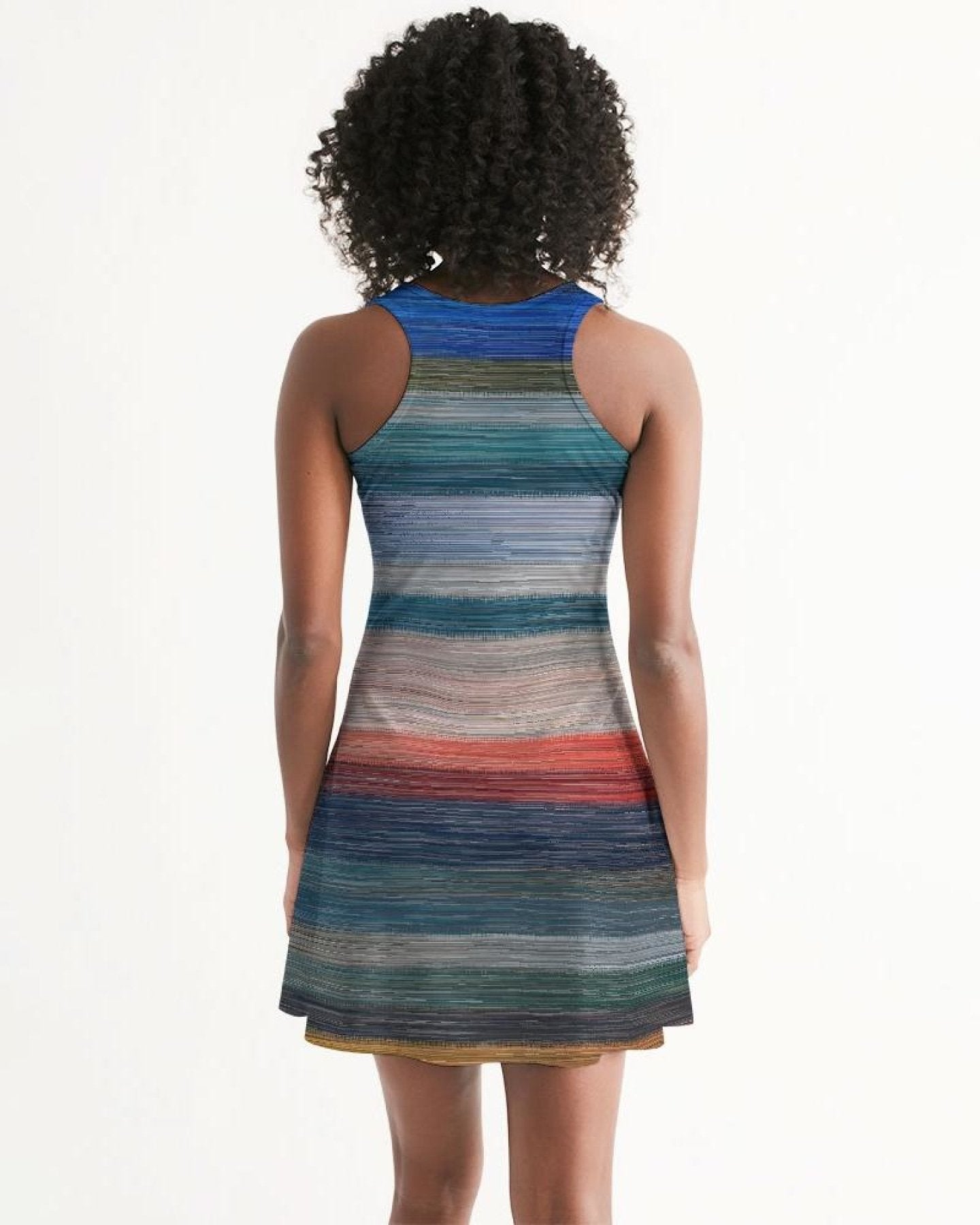 Buy Sleeveless Blue & Gray Gradient Print Racerback Dress by inQue.Style