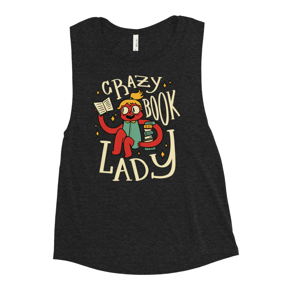 Crazy book lady Muscle Tank