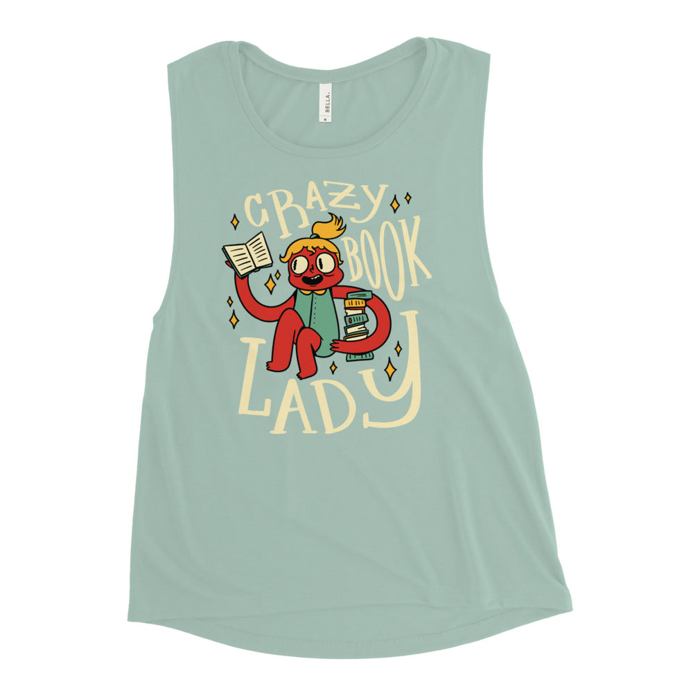 Crazy book lady Muscle Tank